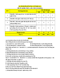 Đề thi cuối kì 1 Lịch sử 11 Kết nối tri thức (Đề 3)