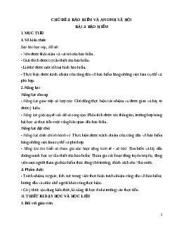 Giáo án Bài 3: Bảo hiểm KTPL 12 Kết nối tri thức