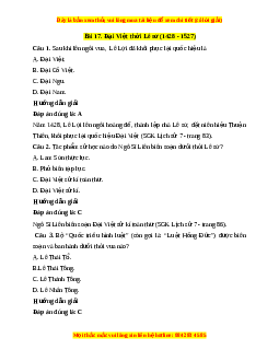 Trắc nghiệm Lịch sử 7 Bài 17 Kết nối tri thức: Đại Việt thời Lê sơ (1428 - 1527)