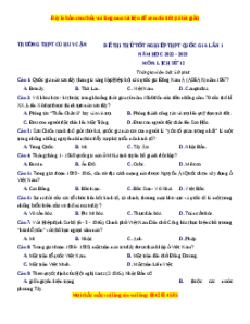 Đề thi thử Lịch sử trường Cù Huy Cận lần 1 năm 2023