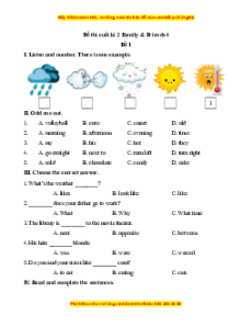Đề thi cuối kì 2 Tiếng Anh lớp 4 Family and Friends (Đề 1 kèm file nghe)
