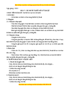 Giáo án Bài 17 Công nghệ 8 Cánh diều: Các bước thiết kế kĩ thuật