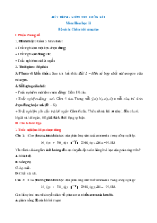Đề cương Hóa học 11 Giữa kì 1 Chân trời sáng tạo (có lời giải)
