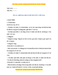 Giáo án Bài 20 Lịch sử 10 Chân trời sáng tạo (2024): Khối đại đoàn kết dân tộc Việt Nam