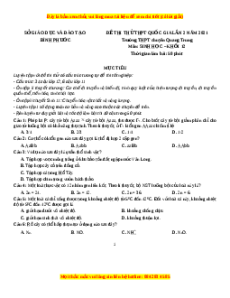 Đề thi thử Sinh Học trường Chuyên Quang Trung lần 2 năm 2021