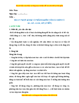 Giáo án Thực hành và trải nghiệm với các đơn vị Ki-lô-gam Toán lớp 2 Kết nối tri thức