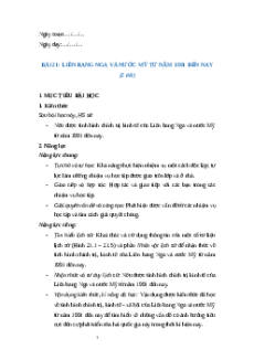Giáo án Bài 21 Lịch sử 9 Chân trời sáng tạo: Liên bang Nga và nước Mỹ từ năm 1991 đến nay