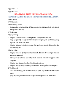 Giáo án Khảo sát và vẽ đồ thị hàm số với phần mềm GeoGebra Toán 12 Kết nối tri thức