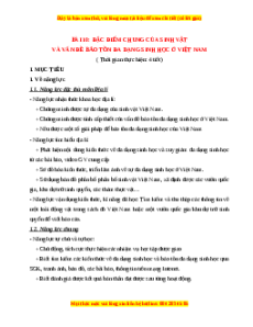 Giáo án Địa lí 8 Bài 10 Cánh diều (2024): Đặc điểm chung của sinh vật và vấn đề bảo tồn đa dạng sinh học ở Việt Nam