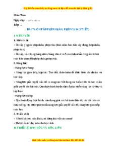 Giáo án Ôn tập phép nhân, phép chia Toán lớp 2 Kết nối tri thức