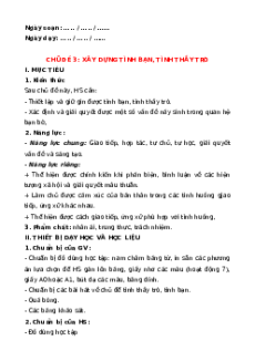 Giáo án HĐTN 6 Chân trời sáng tạo Chủ đề  3. Xây dựng tình bạn, tình thầy trò