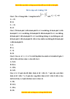 Trắc nghiệm Bài tập cuối chương 8 Toán 10 Chân trời sáng tạo