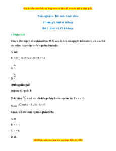 Trắc nghiệm Hoán vị. Chỉnh hợp Toán 10 Cánh diều