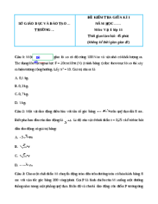 Đề thi giữa kì 1 Vật lí 11 Kết nối tri thức - Đề 2