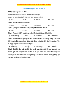 Đề thi giữa kì 2 Toán lớp 3 Kết nối tri thức - Đề 3