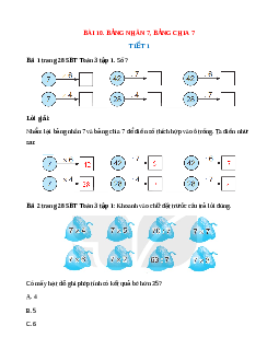 VBT Toán lớp 3 Bài 10 (Kết nối tri thức): Bảng nhân 7, bảng chia 7
