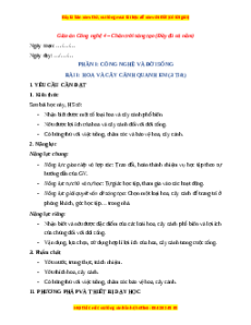 Giáo án Bài 1 Công nghệ lớp 4 Chân trời sáng tạo: Hoa và cây cảnh quanh em