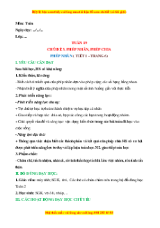 Giáo án Phép nhân Toán lớp 2 Cánh diều