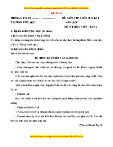 Đề thi cuối kì 1 Tiếng Việt lớp 2 Kết nối tri thức (Đề 10)