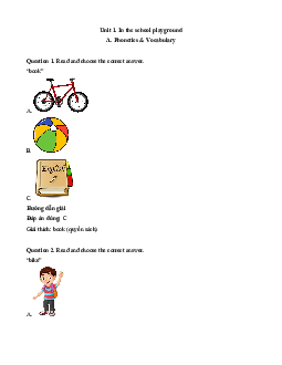 Bài tập trắc nghiệm Tiếng Anh lớp 1 Global success có đáp án