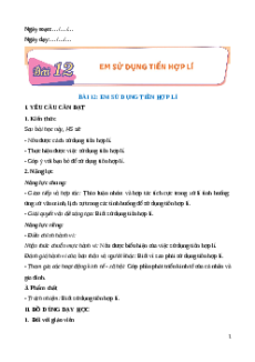 Giáo án Bài 12: Em sử dụng tiền hợp lí Đạo đức lớp 5 Cánh diều