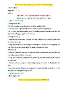 Giáo án Chia cho số có hai chữ số Toán lớp 4 Chân trời sáng tạo