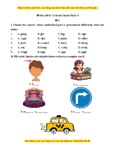 Đề thi cuối kì 2 Tiếng Anh lớp 4 i-Learn Smart Start (Đề 1)