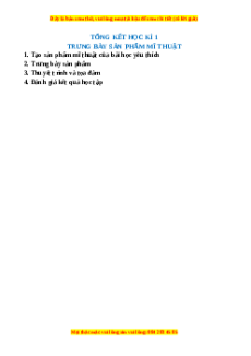 Giáo án Bài Tổng kết học kì 1 Mĩ thuật 8 Chân trời sáng tạo