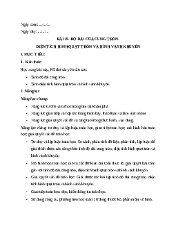Giáo án Độ dài của cung tròn. Diện tích hình quạt tròn và hình vành khuyên Toán 9 Kết nối tri thức