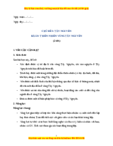 Giáo án Bài 20 Lịch sử & Địa lí lớp 4 Kết nối tri thức: Thiên nhiên vùng Tây Nguyên