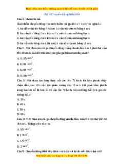Trắc nghiệm Chuyển động biến đổi Vật lí 10 Cánh diều