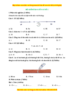 Đề thi giữa kì 1 Toán lớp 2 Cánh diều - Đề 2