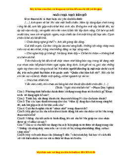 Phiếu bài tập Tuần 1 Ngôi nhà nhỏ bên hồ Ngữ văn 6
