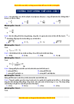 Đề thi thử Vật Lí trường Lương Thế Vinh năm 2021