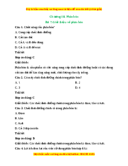 Trắc nghiệm Bài 7: Giới thiệu về phân bón