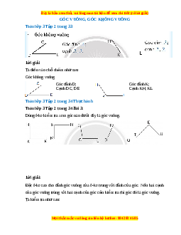 Giải Sgk Toán lớp 3 Bài 13: Góc vuông (Chân trời sáng tạo)