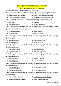 Trắc nghiệm Bài 21 Kinh tế pháp luật 11 Đúng-Sai, Trả lời ngắn: Quyền và nghĩa vụ tín ngưỡng tôn giáo