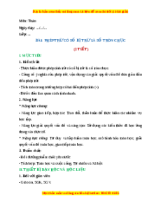 Giáo án Phép trừ là số tròn chục Toán 2 Chân trời sáng tạo
