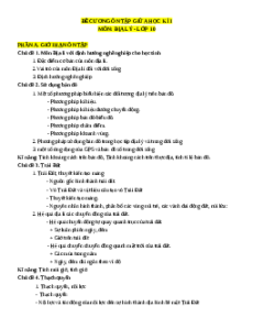 Đề cương ôn tập Giữa kì 1 Địa lí 10 Cánh diều