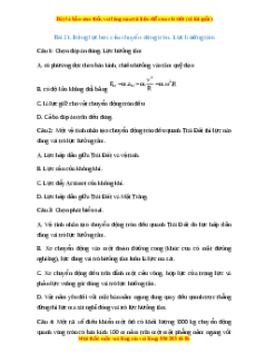 Trắc nghiệm Động lực học của chuyển động tròn. Lực hướng tâm Vật lí 10 Chân trời sáng tạo