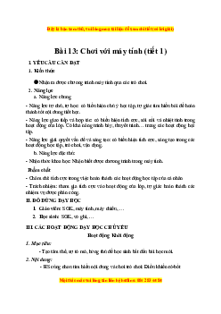 Giáo án Bài 13 Tin học lớp 4 Kết nối tri thức: Chơi với máy tính