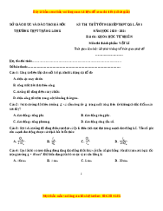 Đề thi thử Vật Lí trường Thăng Long năm 2021