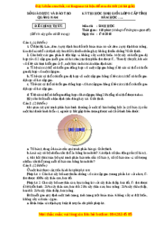 Đề thi hsg Sinh học 9 Tỉnh Quảng Nam năm 2018 có đáp án
