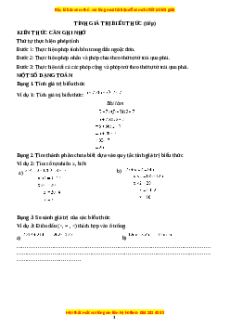 Chuyên đề Tính giá trị biểu thức tiết 2 Toán lớp 3 nâng cao Cánh diều