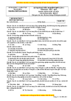 Đề thi thử tốt nghiệp Địa lí trường THPT Hà Trung lần 1 năm 2024