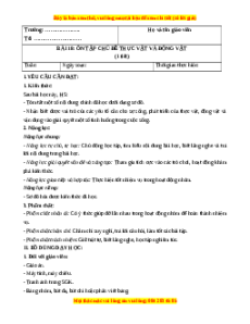Giáo án Bài 18 Khoa học lớp 4 (Kết nối tri thức): Ôn tập chủ đề thực vật và động vật