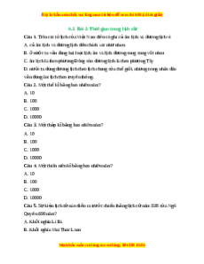 Trắc nghiệm Bài 3 Lịch sử 6 Kết nối tri thức: Thời gian trong lịch sử
