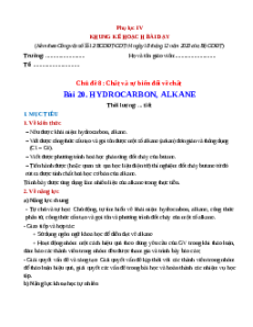 Giáo án Bài 20 Khoa học tự nhiên 9 Cánh Diều (2024): Hydrocarbon, alkane