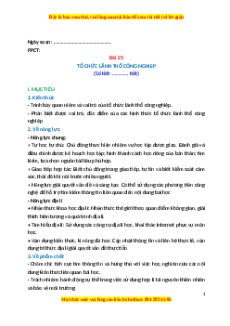 Giáo án Bài 25 Địa lí 10 Cánh diều: Tổ chức lãnh thổ công nghiệp