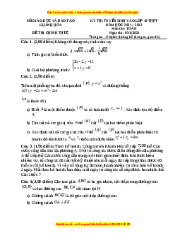 Đề thi vào 10 môn Toán tỉnh Khánh Hòa năm 2022